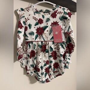 Ruffle Butts Floral Holiday One Piece - Red and Green